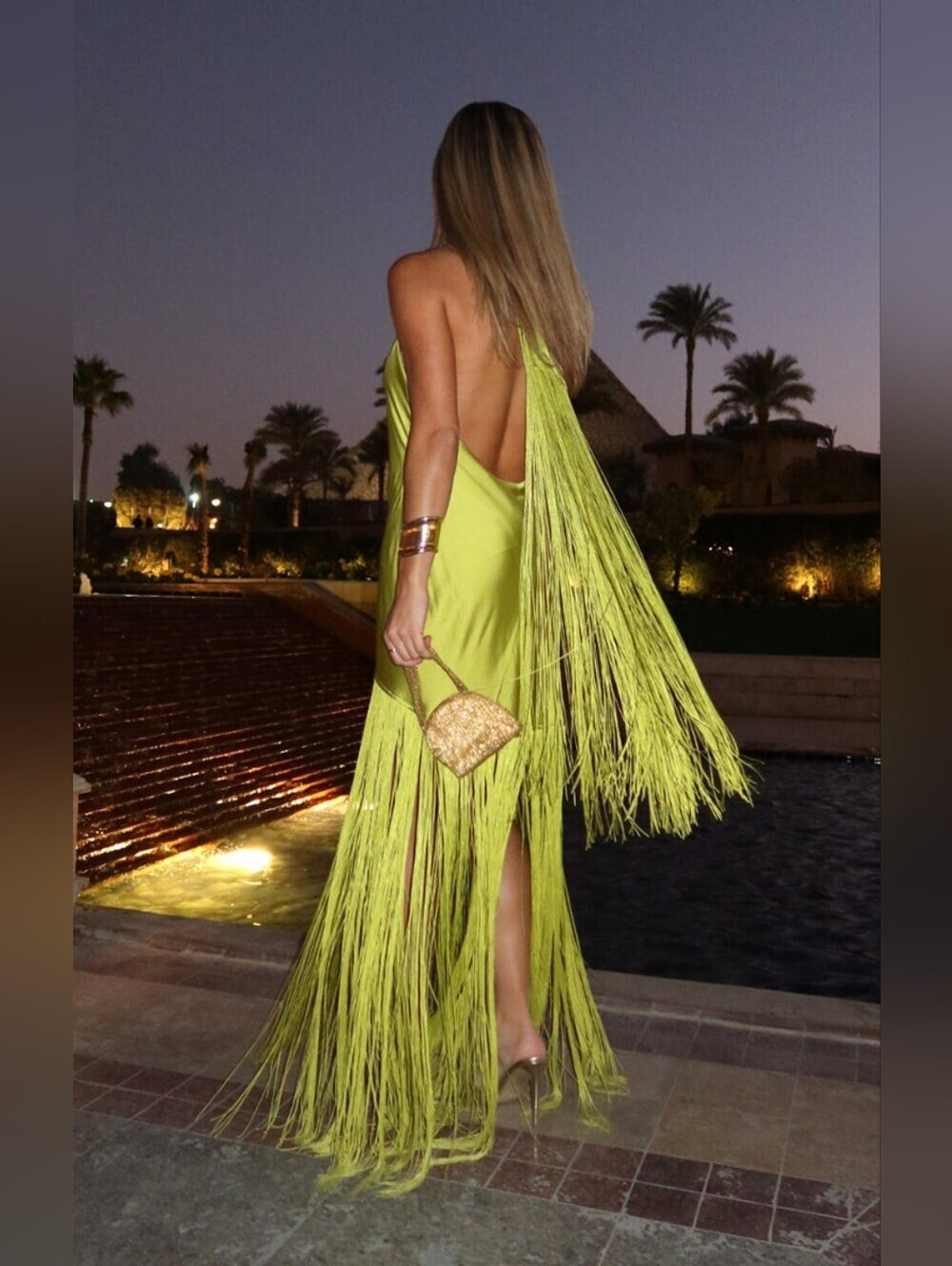 Show Me Your MuMu Lime Green Fringe Maxi Dress - Picture 4 of 10